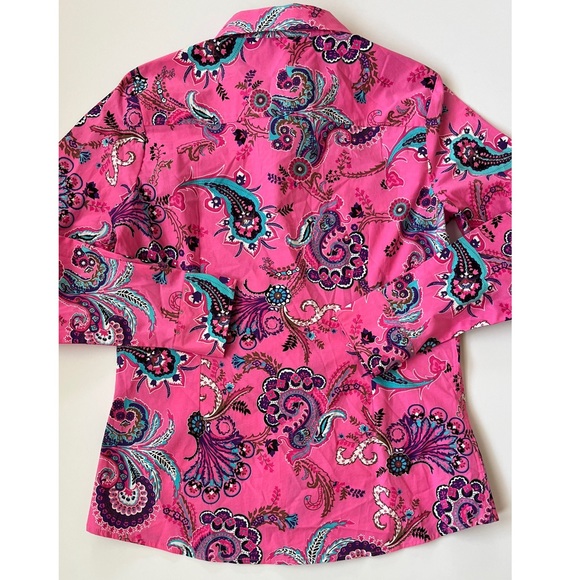 Bamboo Traders Women’s Pink Paisley Button Down Long Sleeve Top Size Large - Picture 2 of 6